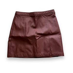 Abercrombie Brown Leather Mini Skirt With Small Slit - NWT